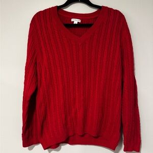 3 for $10 Croft & Barrow Red V Neck Sweater Cable Knit Large